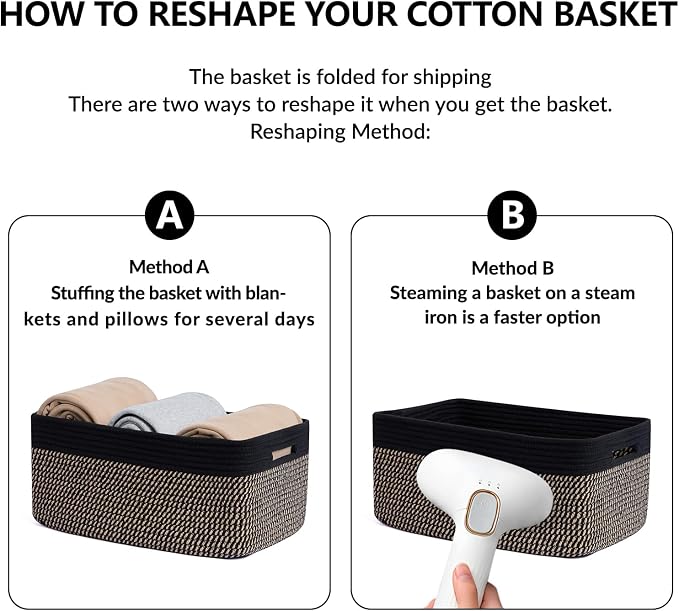 Large Storage Baskets for Organizing, Closet Shelf Baskets for Clothes Blanket - Image 7