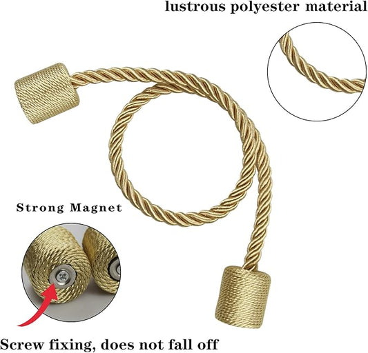 4 Pack Gold Strong Magnetic Curtain Tiebacks Outdoor Elegant Decorative Tie - Image 2