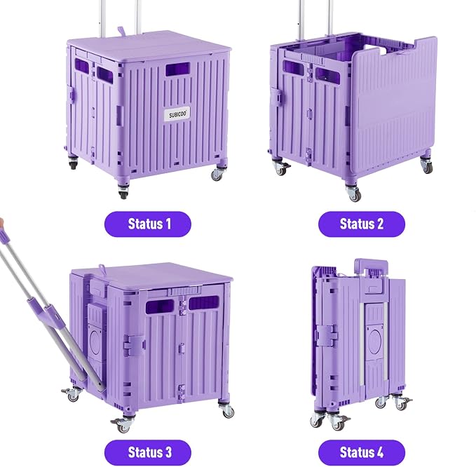 Folding Utility Cart Portable Rolling Crate Handcart Shopping Trolley - Image 9