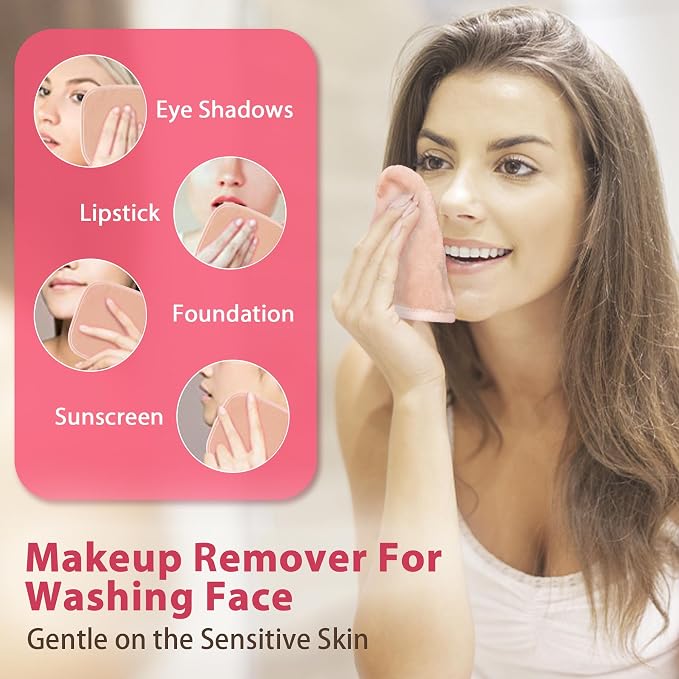 Makeup Remover Cloth, 12 Pack Makeup Remover Pads Microfiber Face Washcloth - Image 2