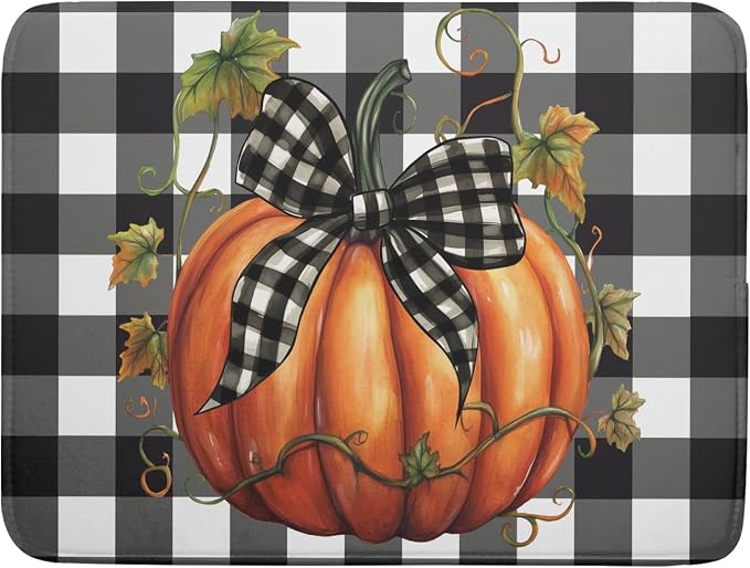 Fall Drying Mats for Kitchen Counter Fall Pumpkin Dish Drying Mat 18 x 24 Inch by Kawani