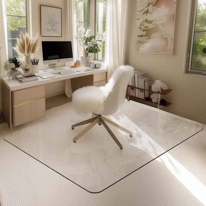 Office Chair Mat for Carpet & Hardwood, Upgraded 45" x 55" Dual Use Tempered - Image 2