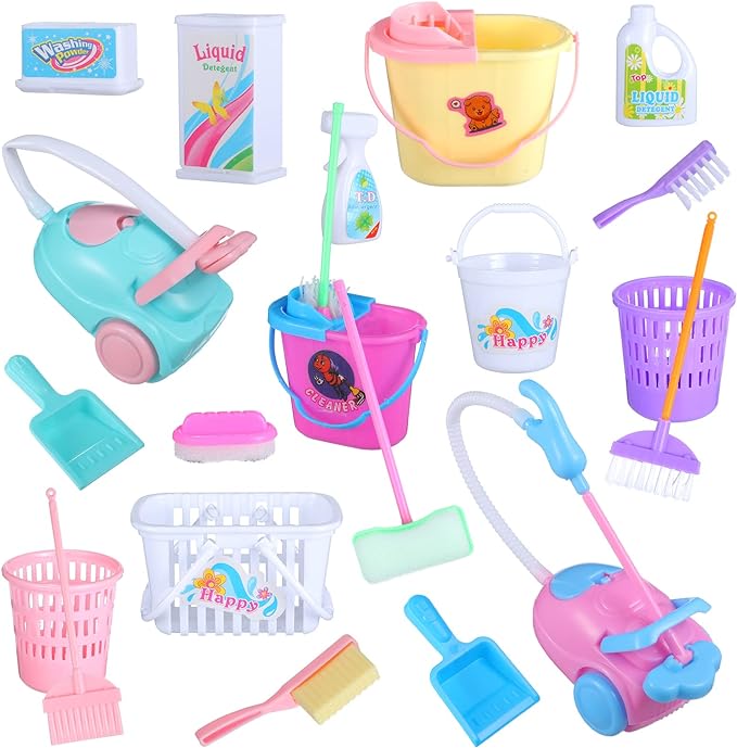 22 Pieces Miniature Bucket Doll Housework Cleaning Supplies Mini Dollhouse by Skylety