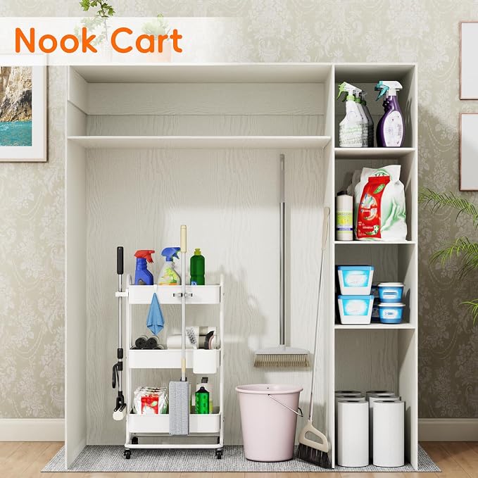 3 Tier Metal Rolling Utility Cart Organizer, Cleaning Supplies Carts - Image 5