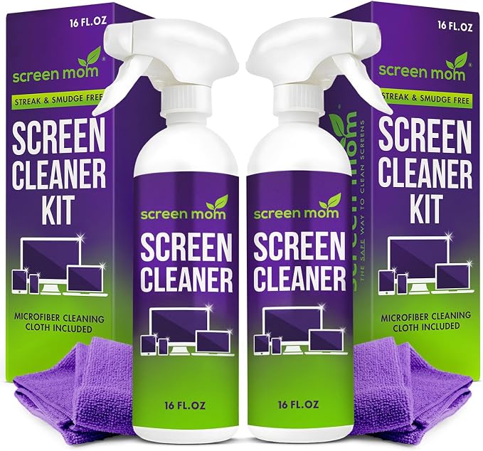 Screen Mom Screen Cleaner Spray and Microfiber Cloth 2-Pack Screen Cleaner by ScreenMom