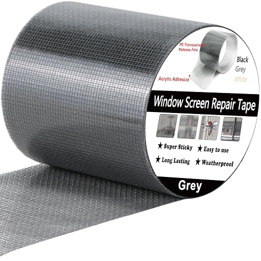 wohohoho Window Screen Repair Tape, 4 in X 40 FT Grey Screen Patch Repair Kit by wohohoho