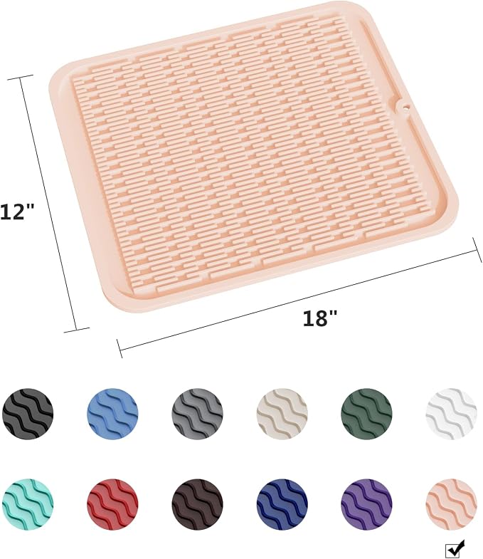 ZLR Silicone Dish Drying Mat for Kitchen Counter, Eco-Friendly Fast Dry Dish Mat - Image 6