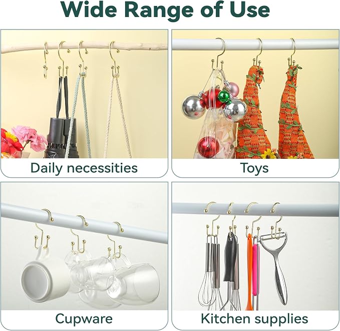 Goowin Shower Curtain Hooks, Durable Gold Shower Curtain Hooks, Double Glide - Image 7