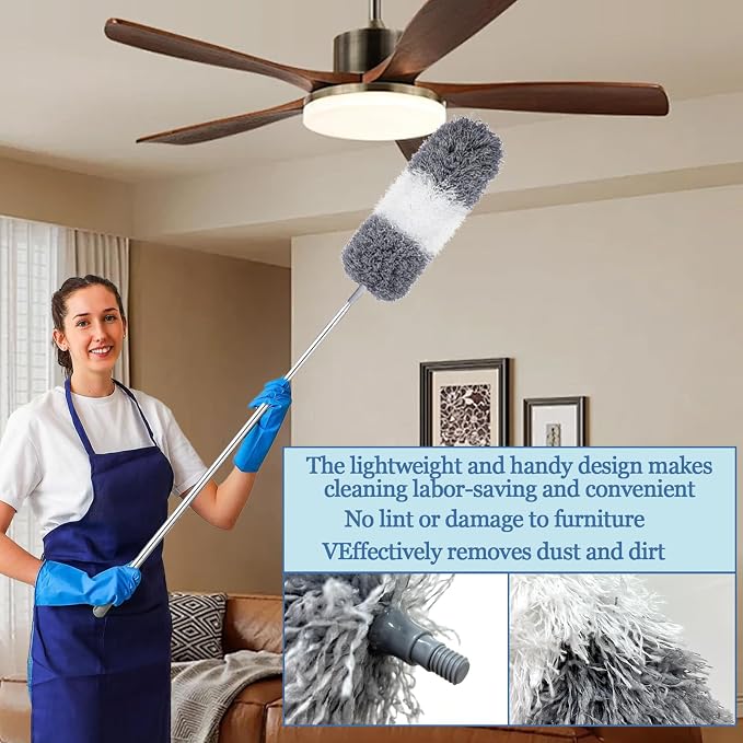 Microfiber Duster with Extension Pole 27-80 Inch, Stainless Steel Telescopic - Image 3