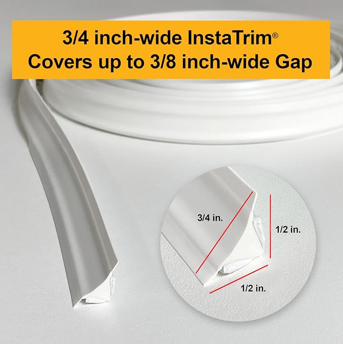 InstaTrim The Original Flexible Trim -10ft Grey 3/4" Wide Caulk Tape - Image 7