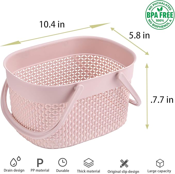 rejomiik Portable Shower Caddy Basket, Plastic Organizer Storage Tote - Image 4