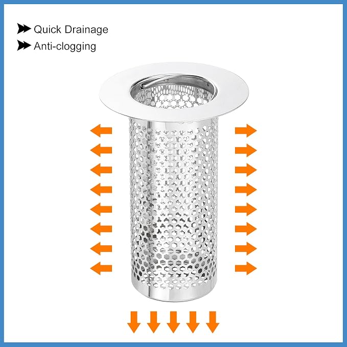 uxcell 4 Pack Shower Drain Strainer, 3.2" x 2.2" 304 Stainless Steel Floor - Image 4