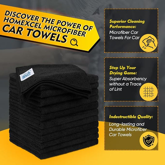 HOMEXCEL Black Microfiber Cleaning Cloth 12 Pack, 12.5 x 12.5 inch Microfiber - Image 2