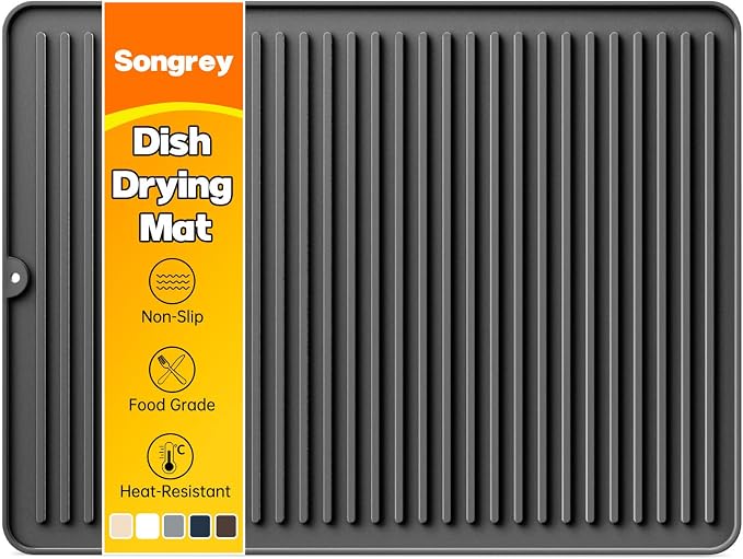 Songrey 24" x 18" Silicone Dish Drying Mat, Kitchen Counter Drying Pad by Unknown