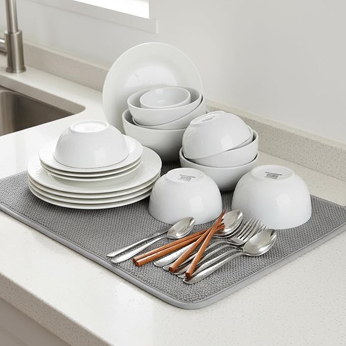 Microfiber Small Dish Drying Mat, 11.8x15.7 Inch Absorbent Dish Drainer Kitchen - Image 2