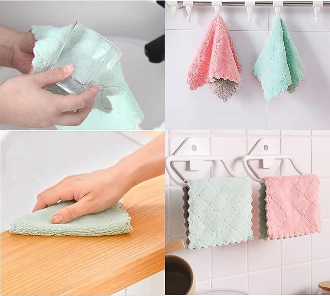 24 Pack Kitchen Cloth, Microfiber Dish Towels Washcloths, Super Absorbent Coral - Image 4