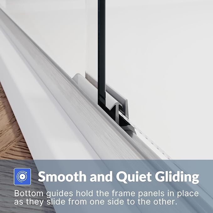 SUNNY SHOWER 60 in.W x 72 in.H Semi-Frameless Shower Door, DoubleSliding Glass - Image 8