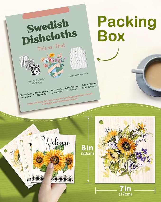 6 Pack Swedish Dishcloths for Kitchen - Image 2