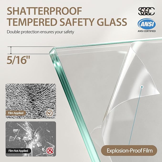 Frameless Bathtub Shower Doors 56-60" W x 60" H, 5/16" Tempered Glass Sliding - Image 3