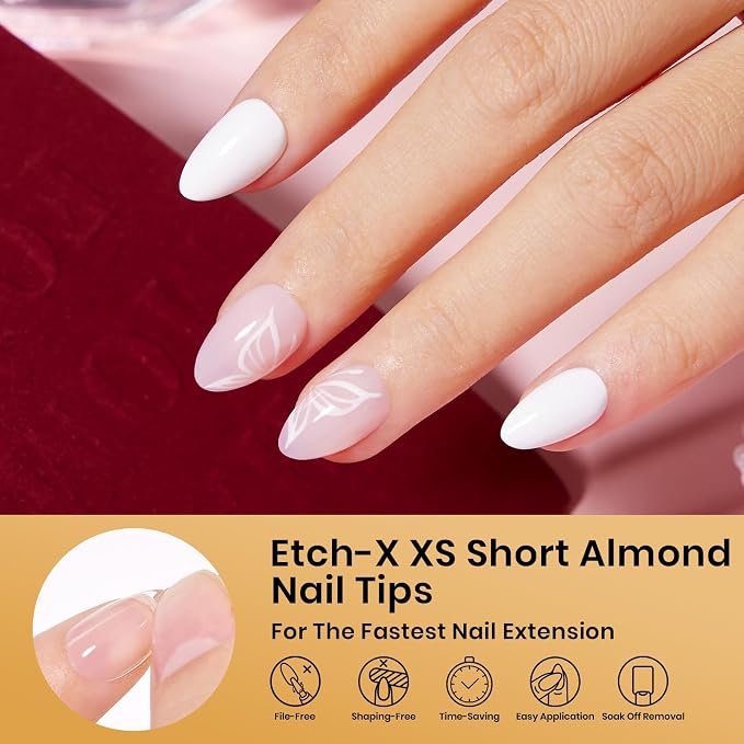 Beetles Extra Short Almond Nail Tips, 12 Sizes 288 PCS Pre-Shaped Clear Full - Image 3