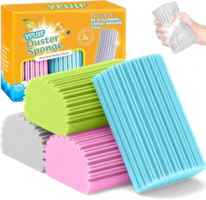 4 Pack Damp Clean Duster Sponge, Magic Sponge Eraser by YFUIF