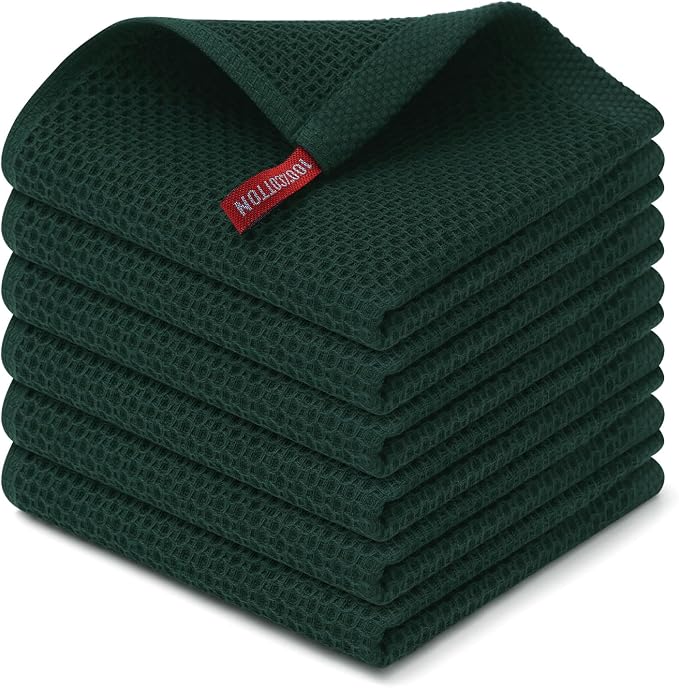 Kitinjoy 100% Cotton Kitchen Dish Cloths, 6 Pack Waffle Weave Ultra Soft by Kitinjoy