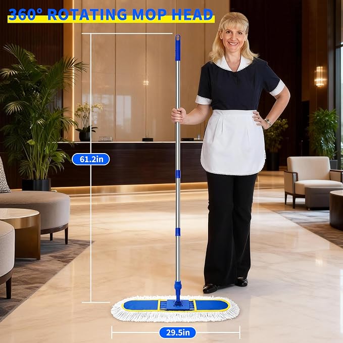 29.5" Commercial Dust Mop for Floor Cleaning, Heavy Duty Floor Duster - Image 2