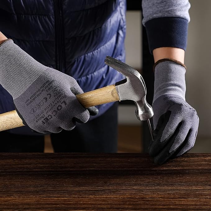LOCCEF Safety Work Gloves MicroFoam Nitrile Coated-12 Pairs, Seamless Knit - Image 5