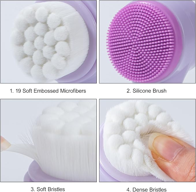 Face Brush 2 in 1, Silicone Facial Cleansing Exfoliating Brush Soft Bristles - Image 3