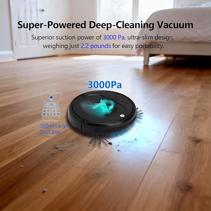 Robot Vacuum Cleaner, 3000Pa Powerful Suction, 2.56-inch Ultra-Slim Body - Image 6