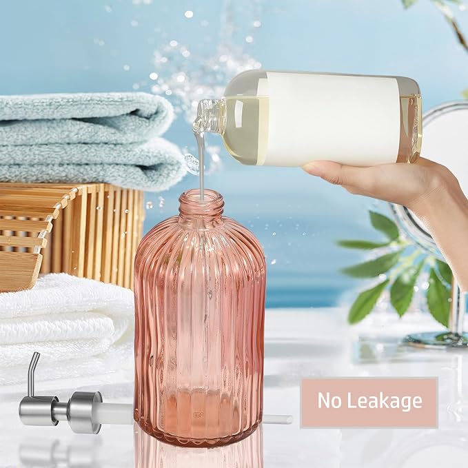 14Oz Amber Soap Dispenser Bathroom, Refillable Dish Soap Dispenser - Image 5