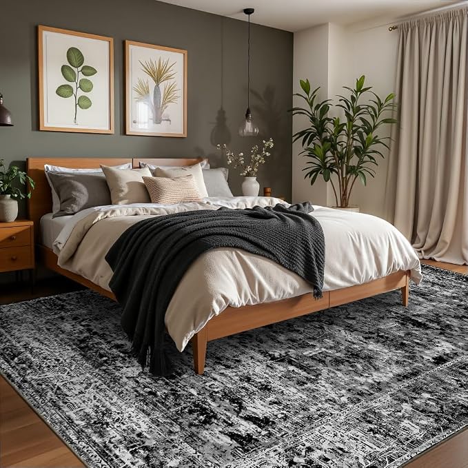 Area Rugs 5x7, Washable Black Rugs - Image 2