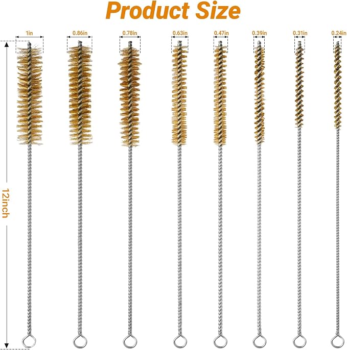 8Pcs Tube Cleaning Brush, Brass Stainless Steel Engine Cleaning Brushes - Image 2