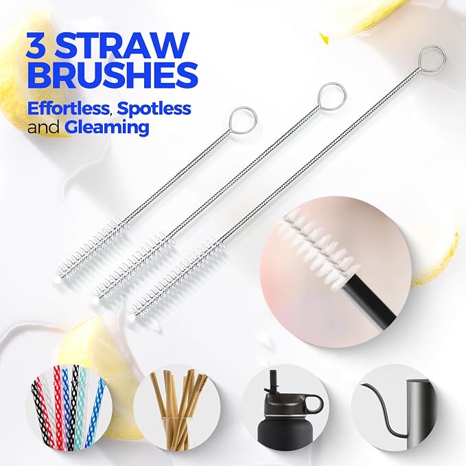 Holikme 6 Pack Bottle Brush Tube Set, 3 Straw Brushes, Portable 3-in-1 Bottle - Image 4
