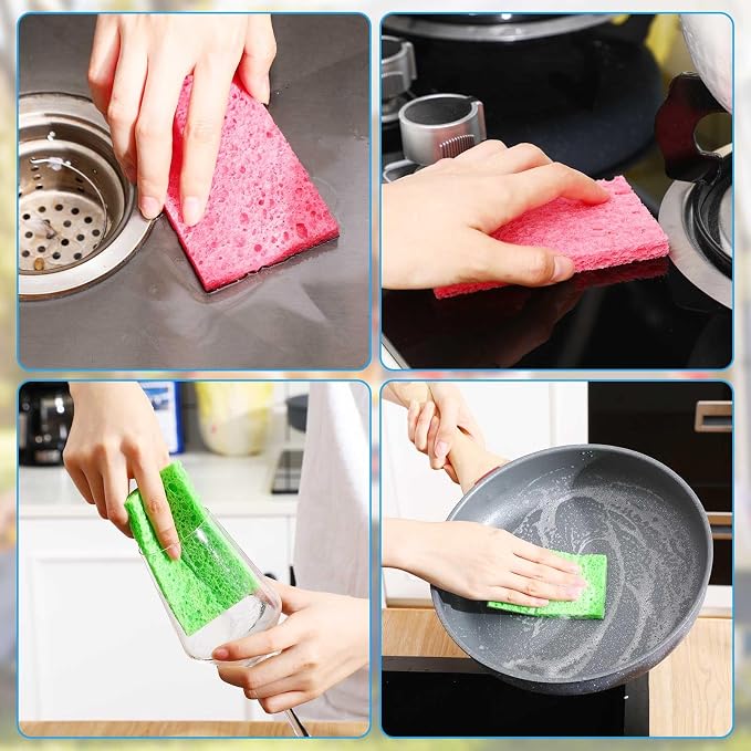 Zhengmy 200 Pieces Sponges Kitchen Compressed Sponges Bulk Natural Dish Sponge - Image 6