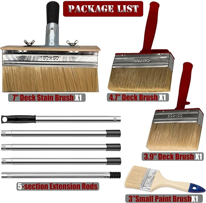 Deck Stain Brush with Long Handle 7 Inch Deck Stain Applicator with 59IN - Image 5