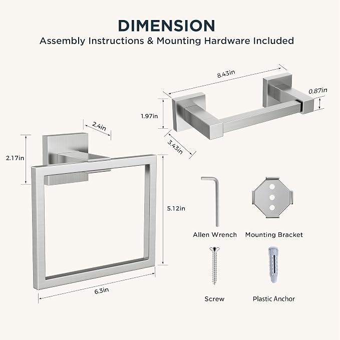 FORIOUS Toilet Paper Holder Set Wall Mount, SUS 304 Stainless Steel Pivoting - Image 7