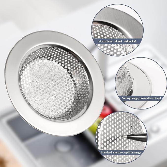 RQYEKDO Kitchen Sink Strainers Sink Stopper Kits, Stainless Steel Sink Drain - Image 5