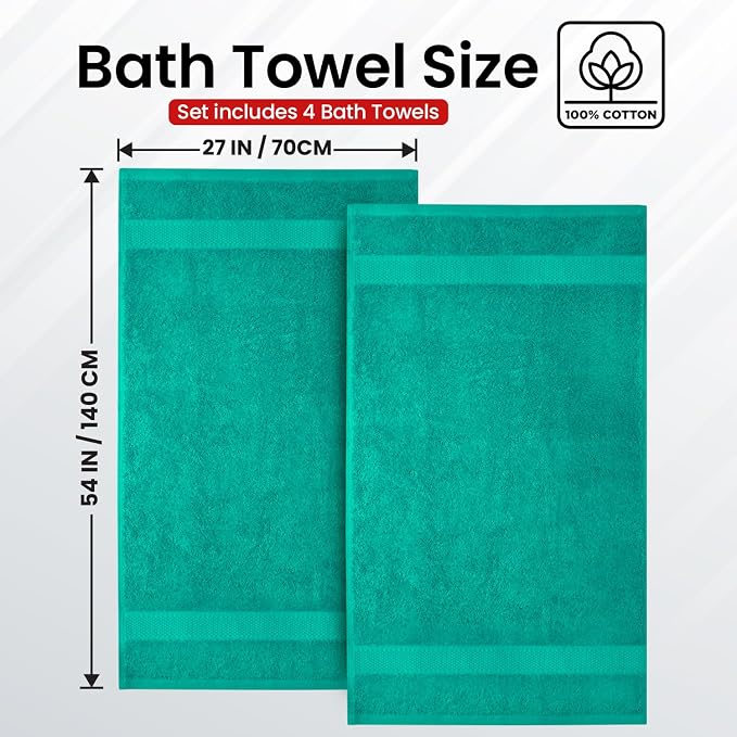 Infinitee Xclusives Luxury 100% Ring-Spun Cotton Bath Towels Set of 4 – Soft - Image 3