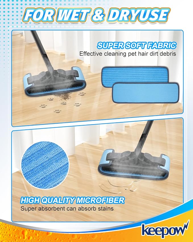 KEEPOW Reusable Microfiber Mop Pads Compatible - Image 4
