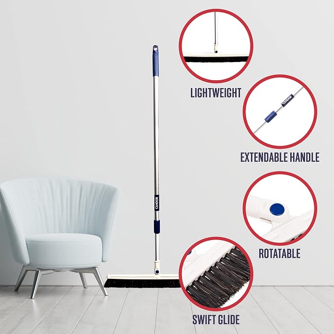 Candor Rotatable Push Broom | 63 Inch Long Lightweight Flexible Cleaning Brush - Image 3