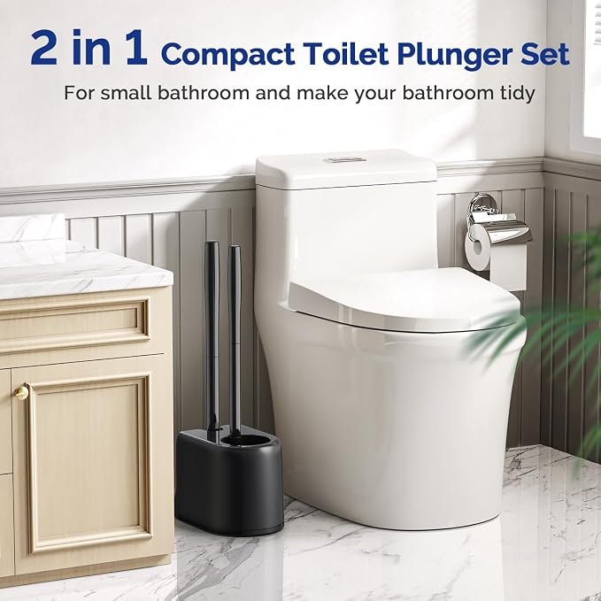 HAMITOR Toilet Plunger Bowl Brush Combo：Heavy Duty Rubber - Image 6