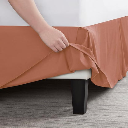 Nestl Rust Bed Skirt King Size - King Bed Skirt 14 Inch Drop - Brushed Microfiber Bed Skirts - Hotel Quality Pleated Bed Skirt - Shrinkage & Fade Resistant