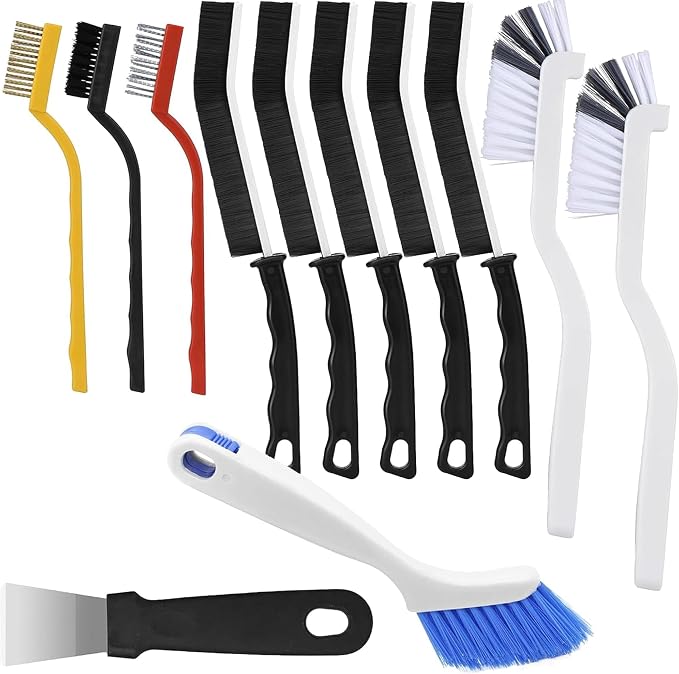 Crevice Cleaning Brush 12Pcs, Hard Bristle Deep Cleaning Brushes Supplies by Lazzineer