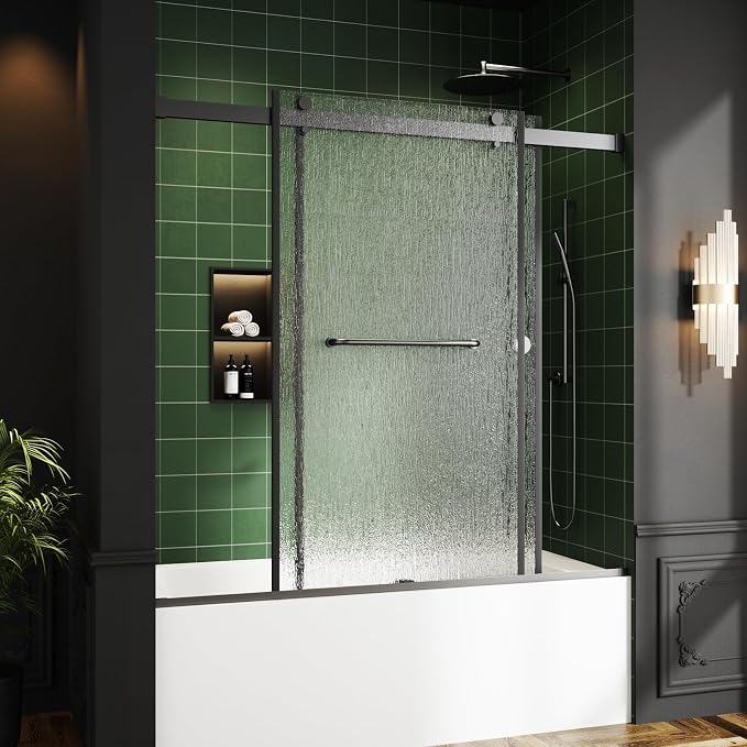 Bathtub Sliding Door 60" W x 56" H, Tub Shower Door, Frameless Bypass Double - Image 2