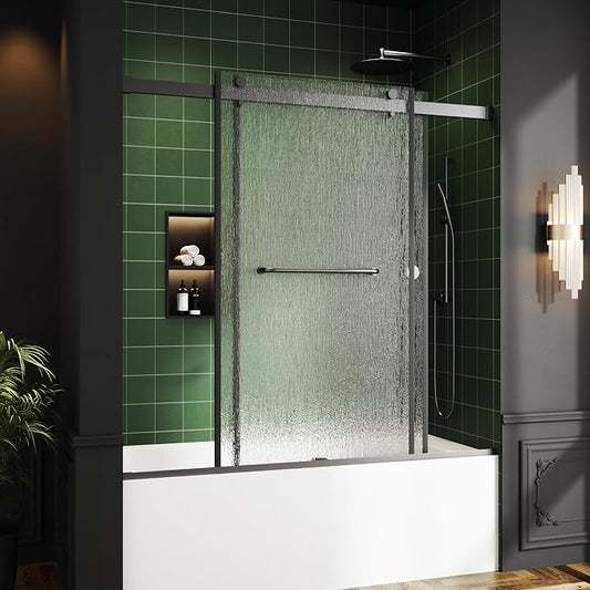 Bathtub Sliding Door 60" W x 56" H, Tub Shower Door, Frameless Bypass Double - Image 2