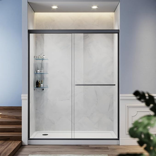 SUNNY SHOWER Glass Shower Door Frameless Double Sliding Shower Glass Door by SUNNYSHOWER