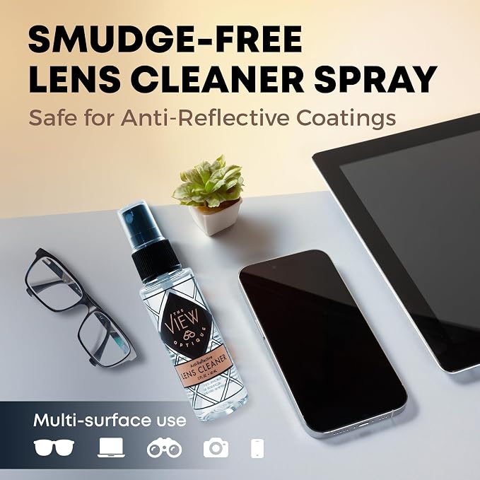 Anti-Reflective Lens Cleaner Spray Kit – 2oz Glasses Cleaner Spray, Microfiber - Image 2