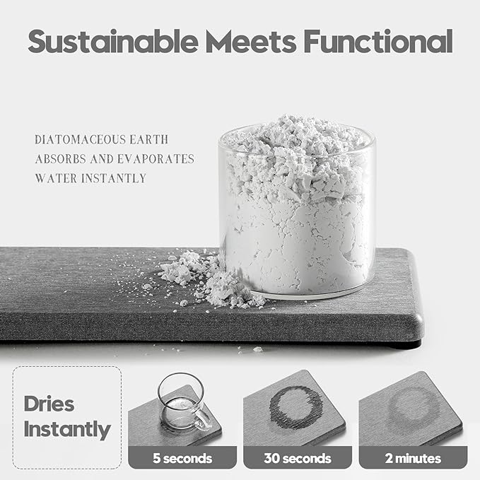 2PCS Bathroom Counter Vanity Trays, Water Absorbing Diatomite Stone Quick - Image 3
