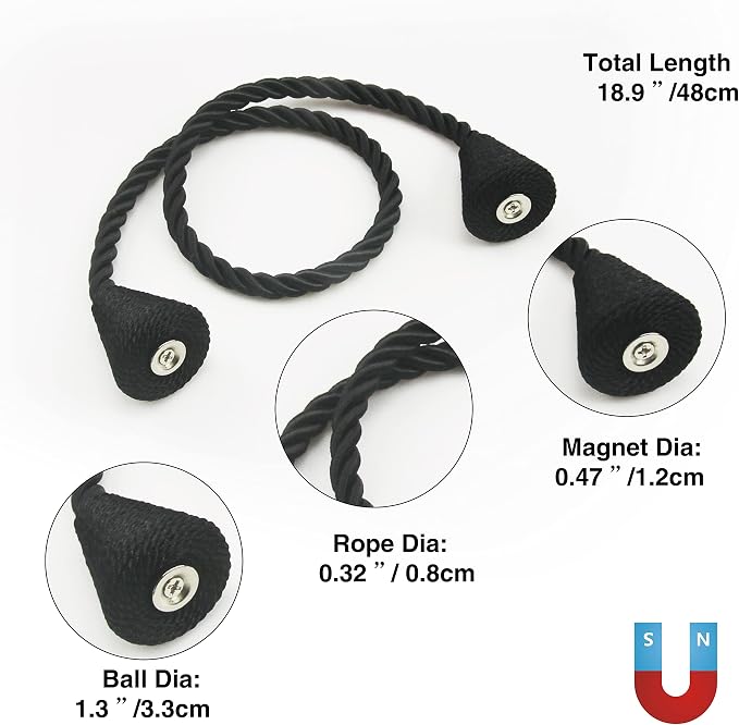 6 Pack Magnetic Curtain Tiebacks Rope Modern Handmade Curtain Tie Backs - Image 3